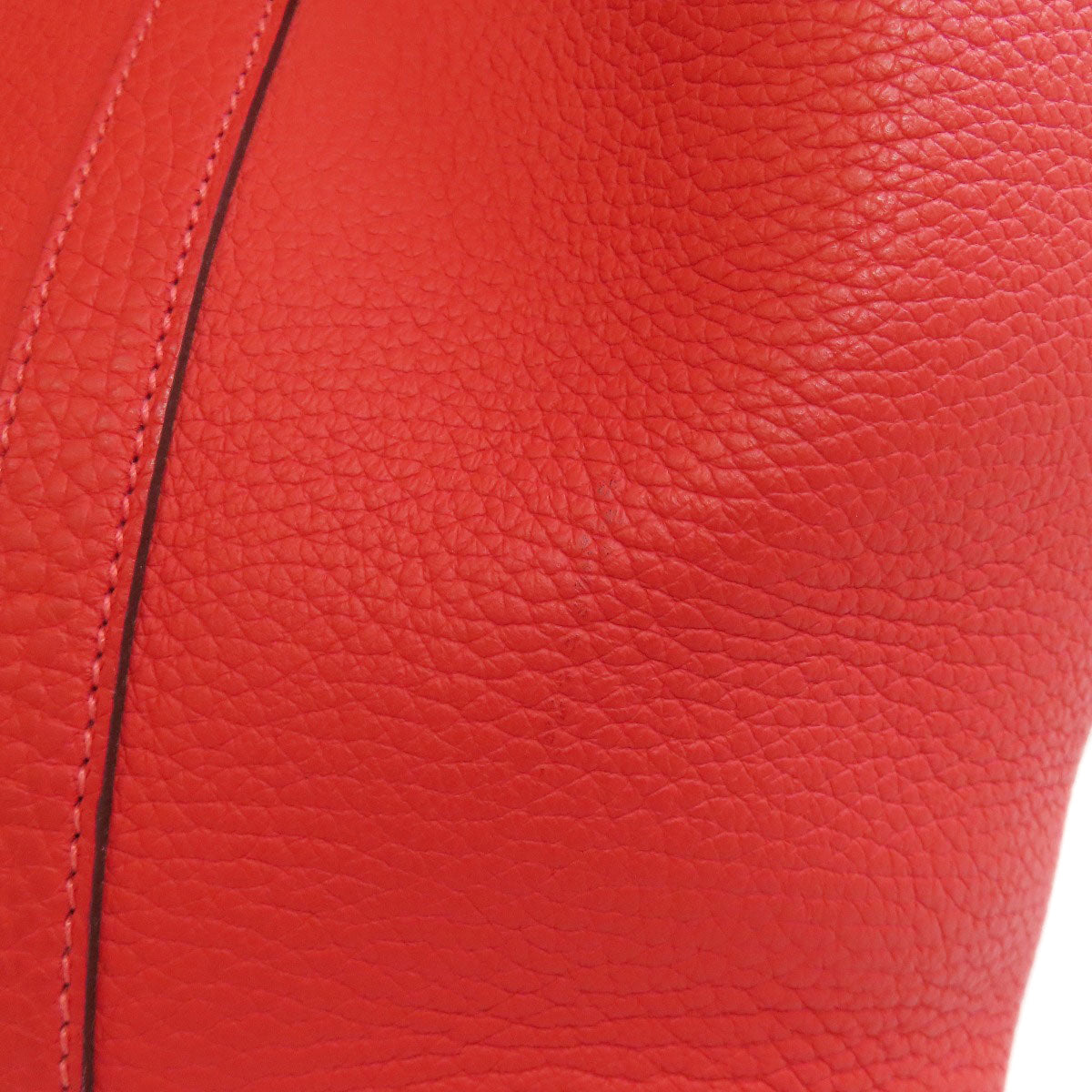 HERMES Handbag Taurillon Clemence Red Picotin Lock MM SilverMetal
