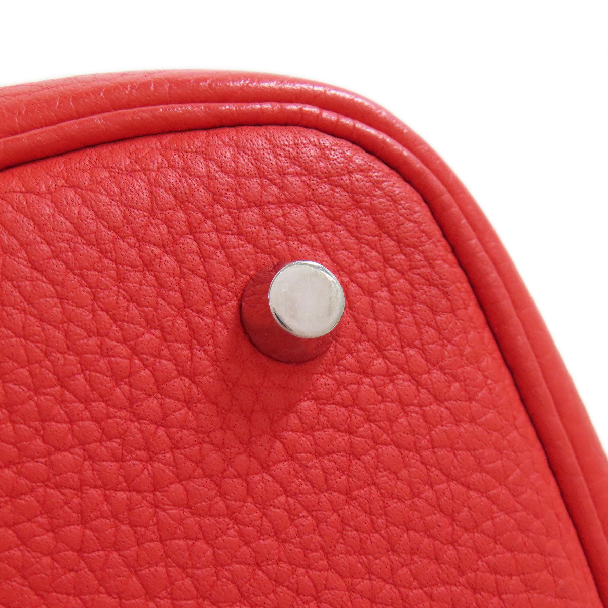 HERMES Handbag Taurillon Clemence Red Picotin Lock MM SilverMetal