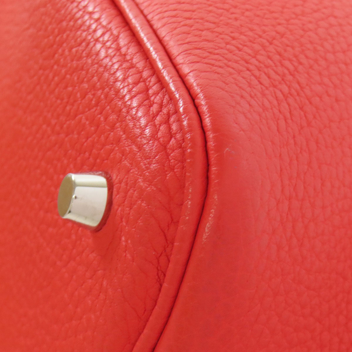 HERMES Handbag Taurillon Clemence Red Picotin Lock MM SilverMetal