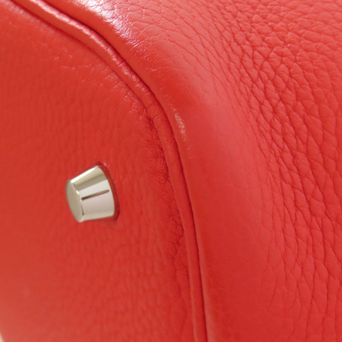HERMES Handbag Taurillon Clemence Red Picotin Lock MM SilverMetal