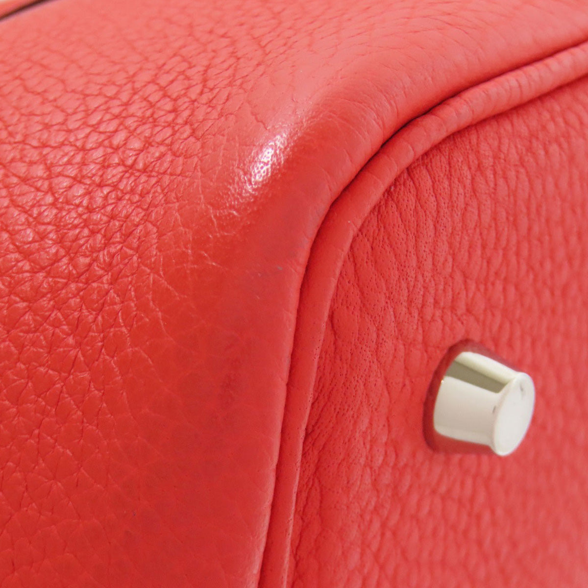 HERMES Handbag Taurillon Clemence Red Picotin Lock MM SilverMetal