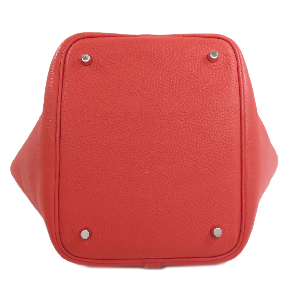 HERMES Handbag Taurillon Clemence Red Picotin Lock MM SilverMetal