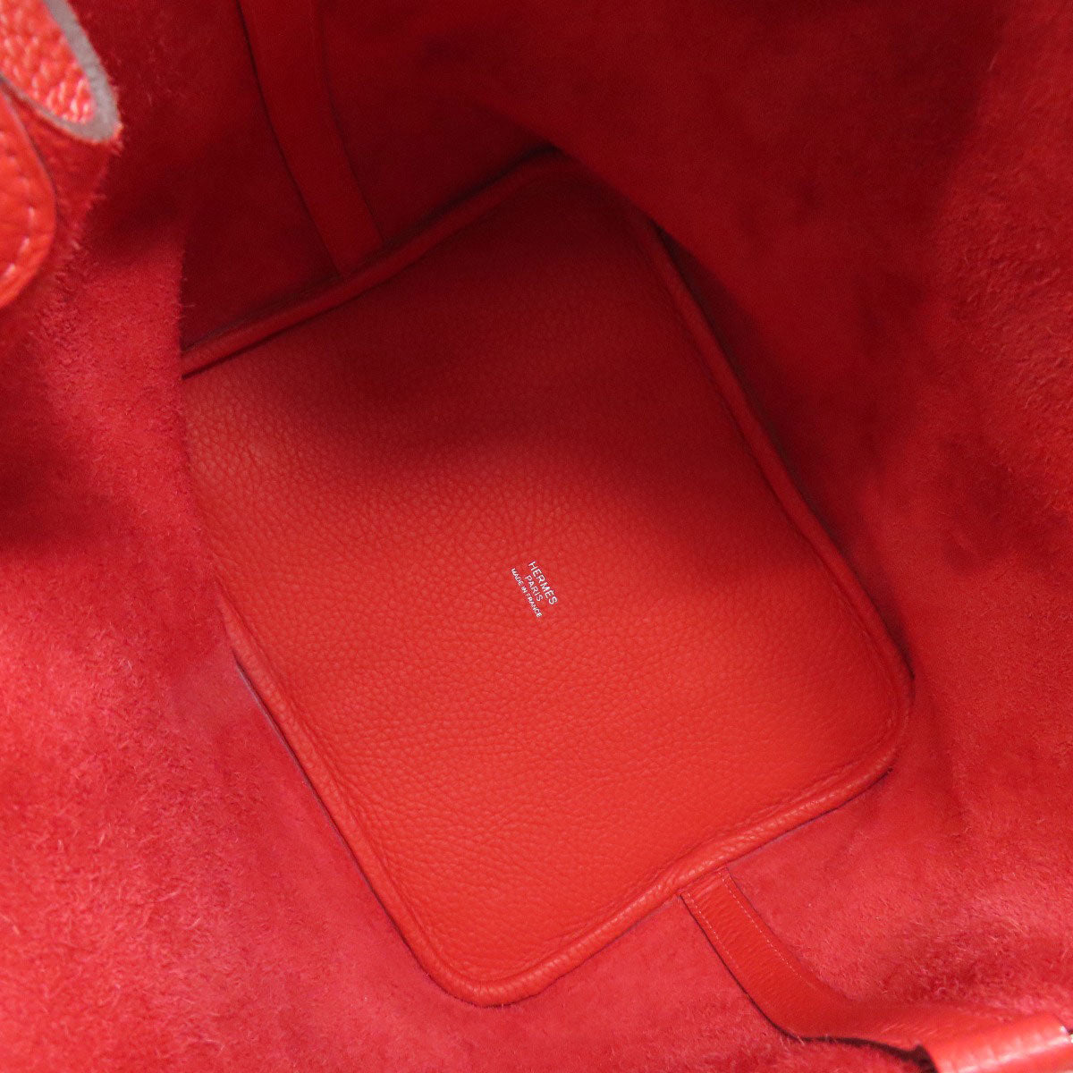 HERMES Handbag Taurillon Clemence Red Picotin Lock MM SilverMetal