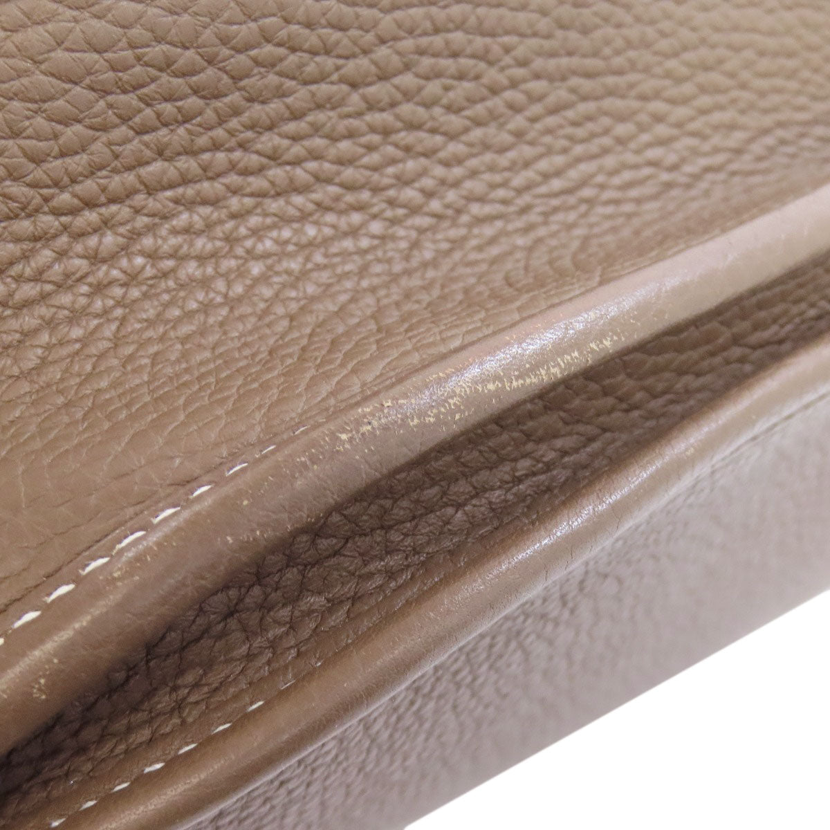 HERMES Shoulder Bag Taurillon Clemence beige Evelyn 3 PM Etoupe Gold Metal Women Used