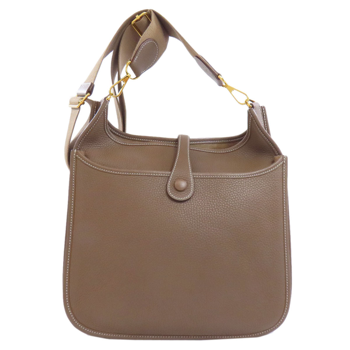 HERMES Shoulder Bag Taurillon Clemence beige Evelyn 3 PM Etoupe Gold Metal Women Used