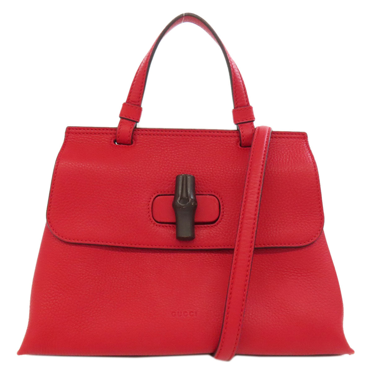 GUCCI Handbag 370831 leather Red Bamboo Daily 2WAY Women Used