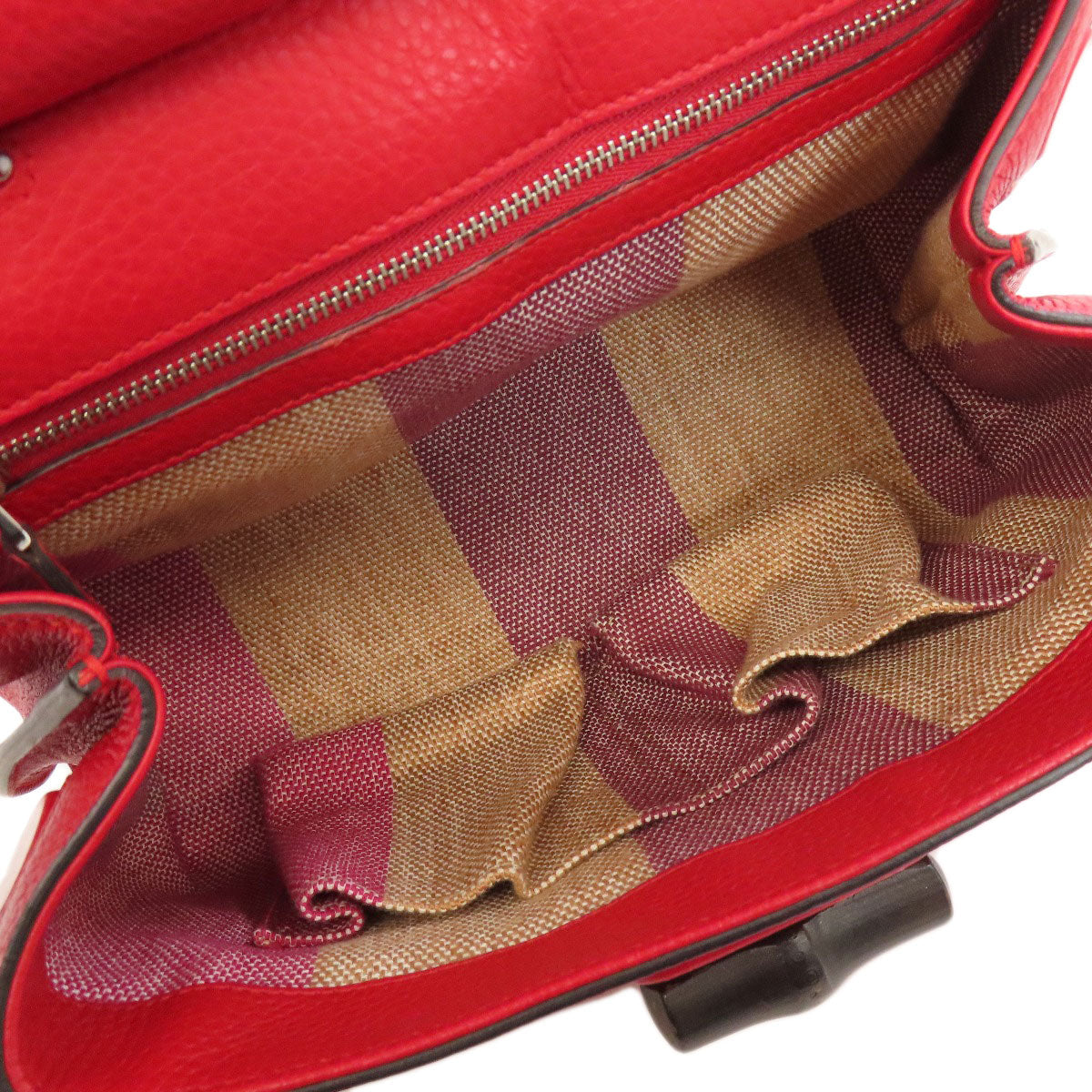 GUCCI Handbag 370831 leather Red Bamboo Daily 2WAY Women Used