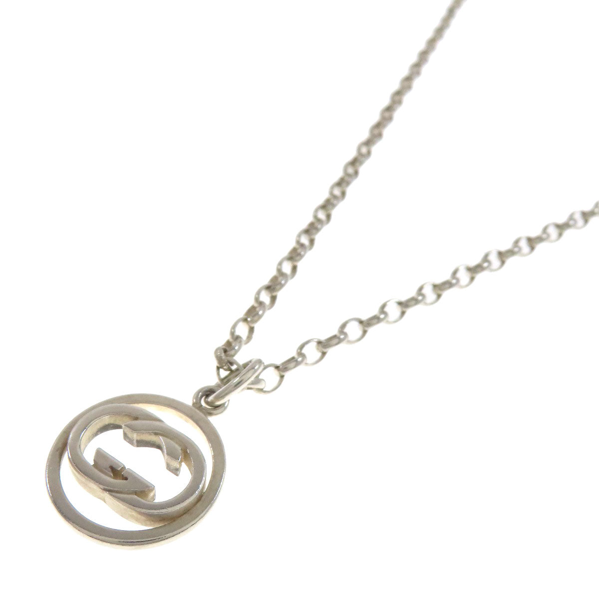 GUCCI Necklace SV Silver Interlocking G Women Used