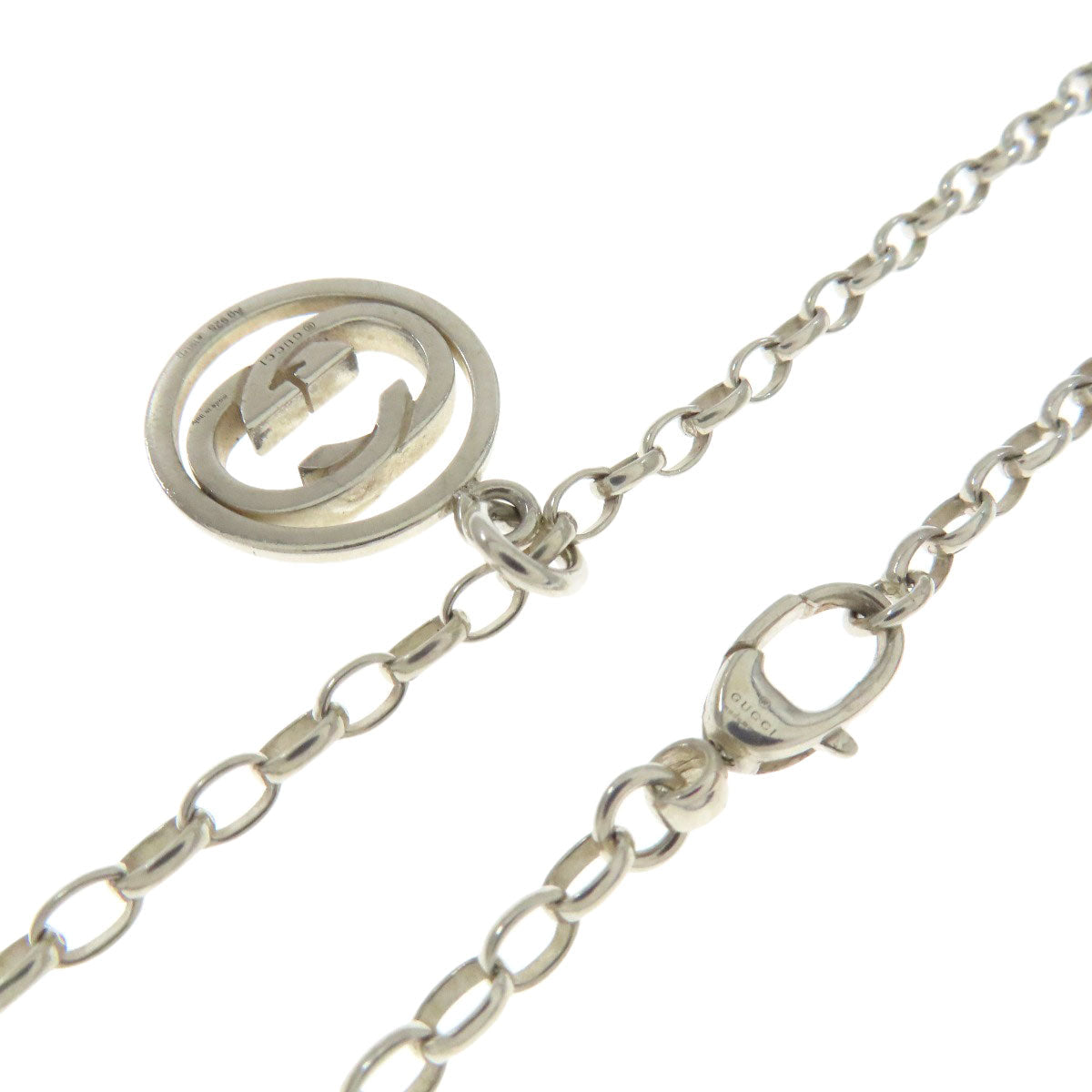 GUCCI Necklace SV Silver Interlocking G Women Used