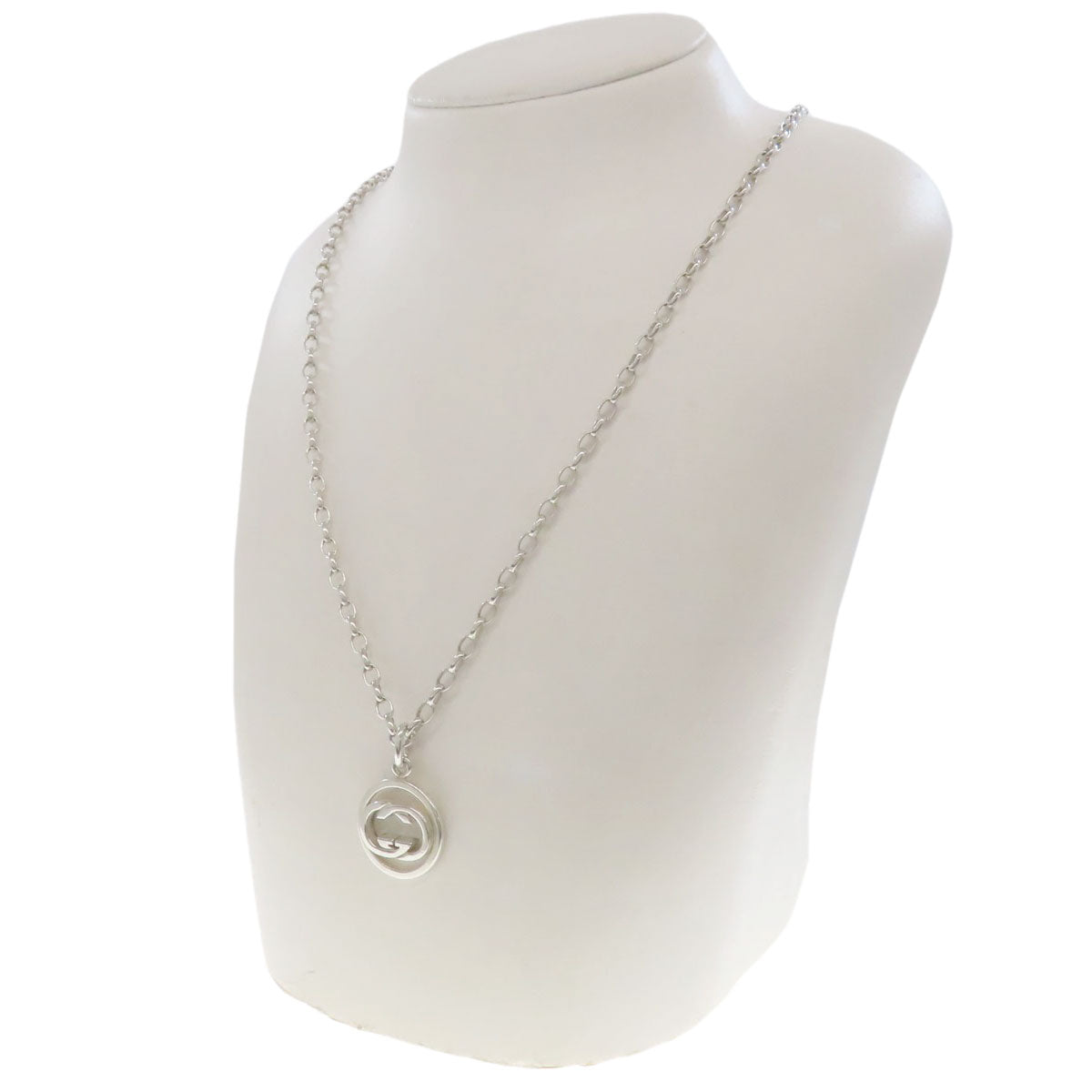 GUCCI Necklace SV Silver Interlocking G Women Used
