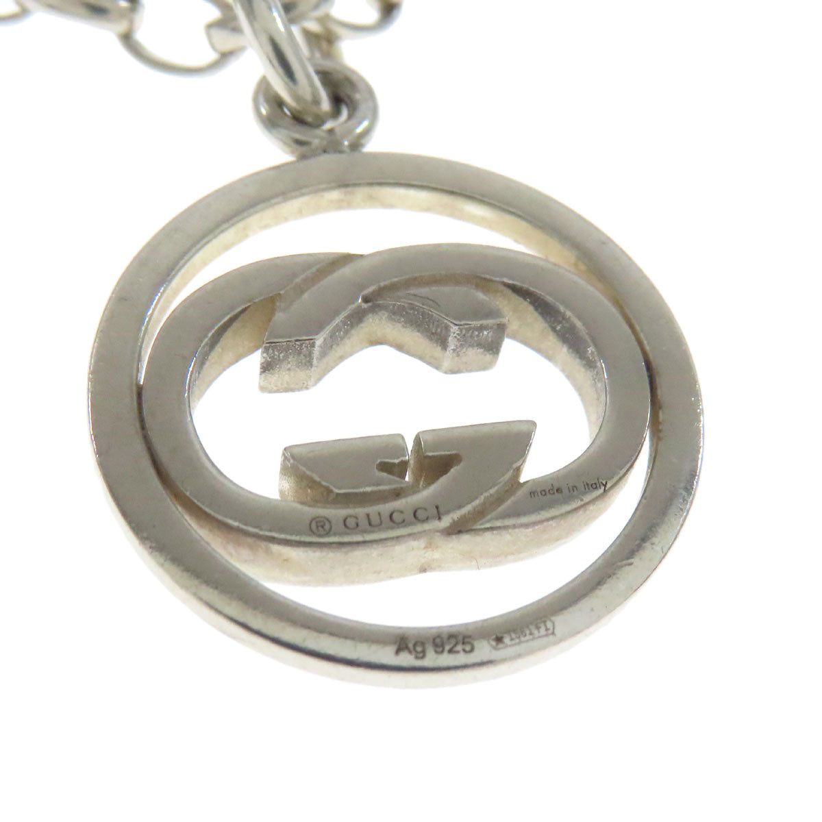 GUCCI Necklace SV Silver Interlocking G Women Used