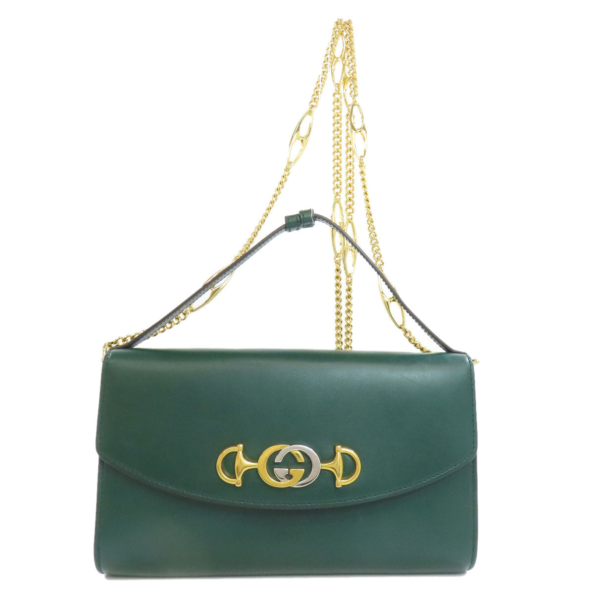 GUCCI Handbag 572375 Calfskin green Zumi ChainShoulder Women Used