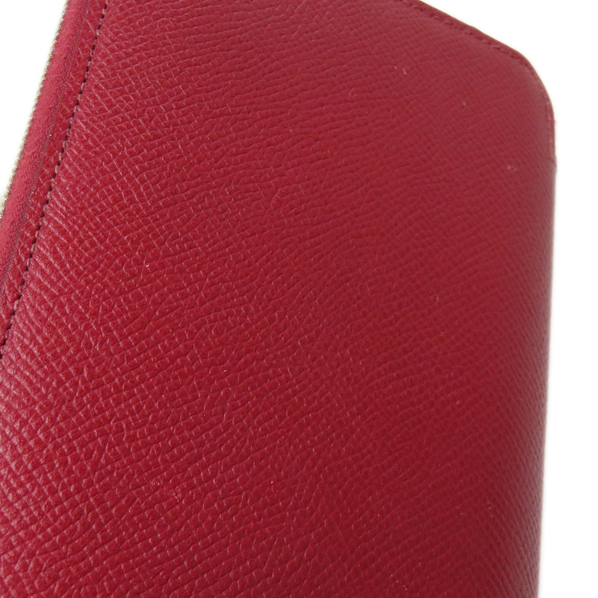 HERMES Long Wallet Purse Epsom Red Azap Silk In Long Silver Metal