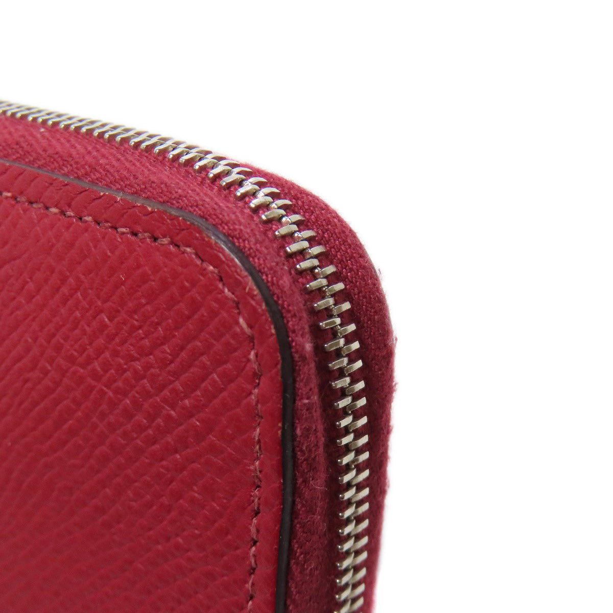 HERMES Long Wallet Purse Epsom Red Azap Silk In Long Silver Metal