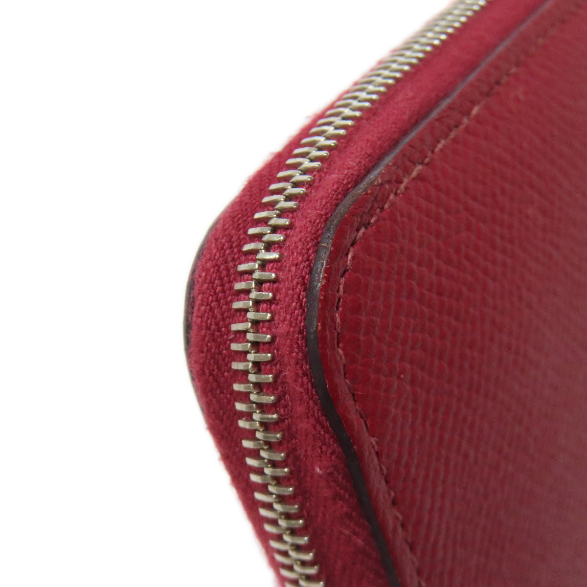 HERMES Long Wallet Purse Epsom Red Azap Silk In Long Silver Metal