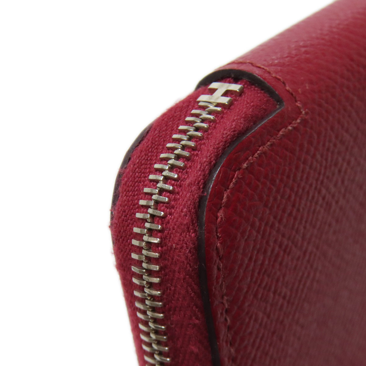 HERMES Long Wallet Purse Epsom Red Azap Silk In Long Silver Metal