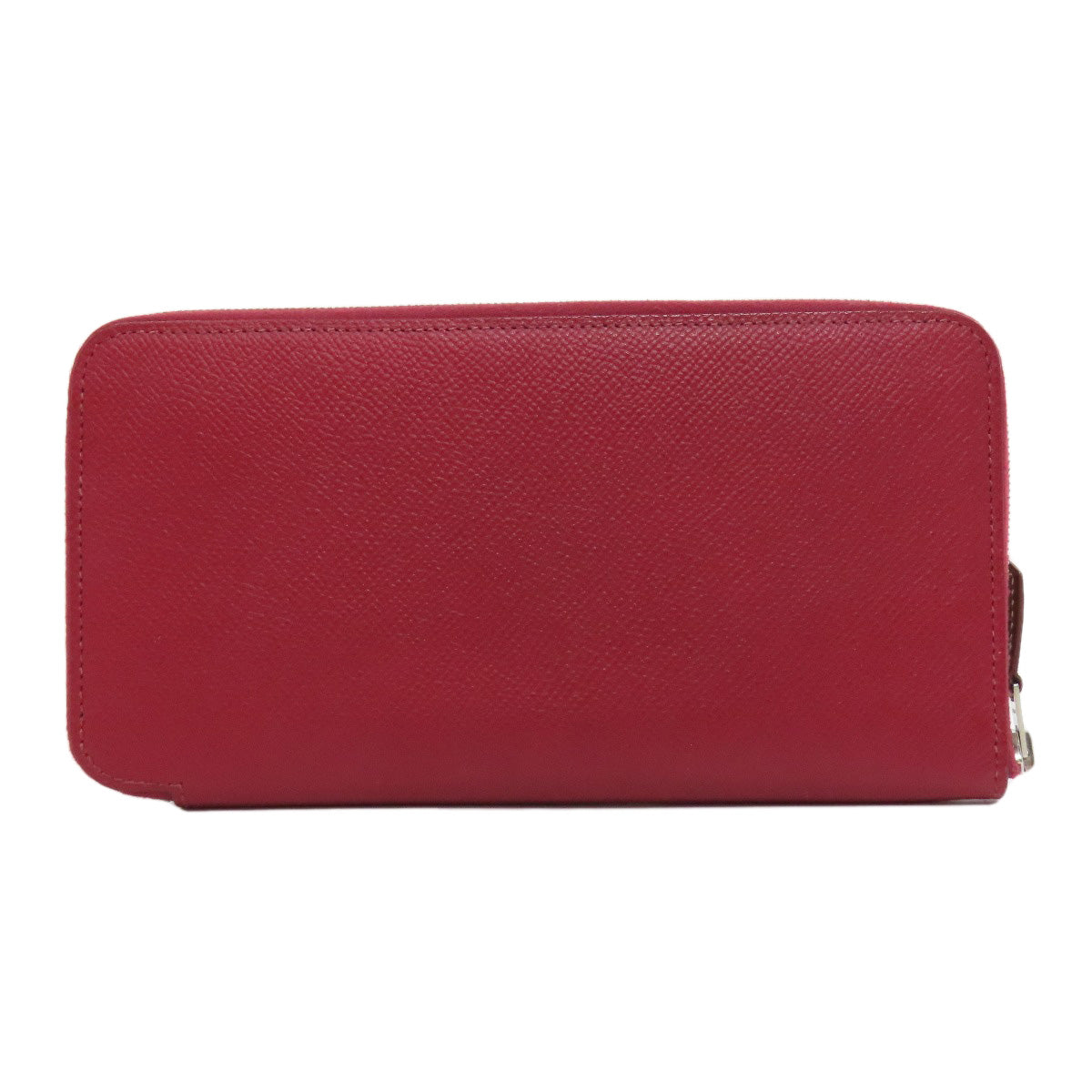 HERMES Long Wallet Purse Epsom Red Azap Silk In Long Silver Metal