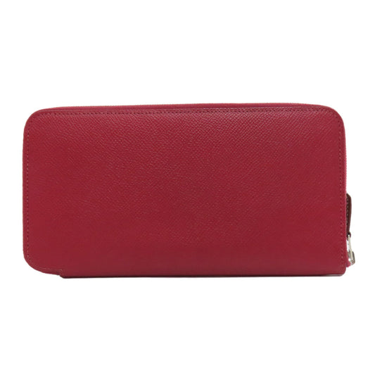 HERMES Long Wallet Purse Epsom Red Azap Silk In Long Silver Metal