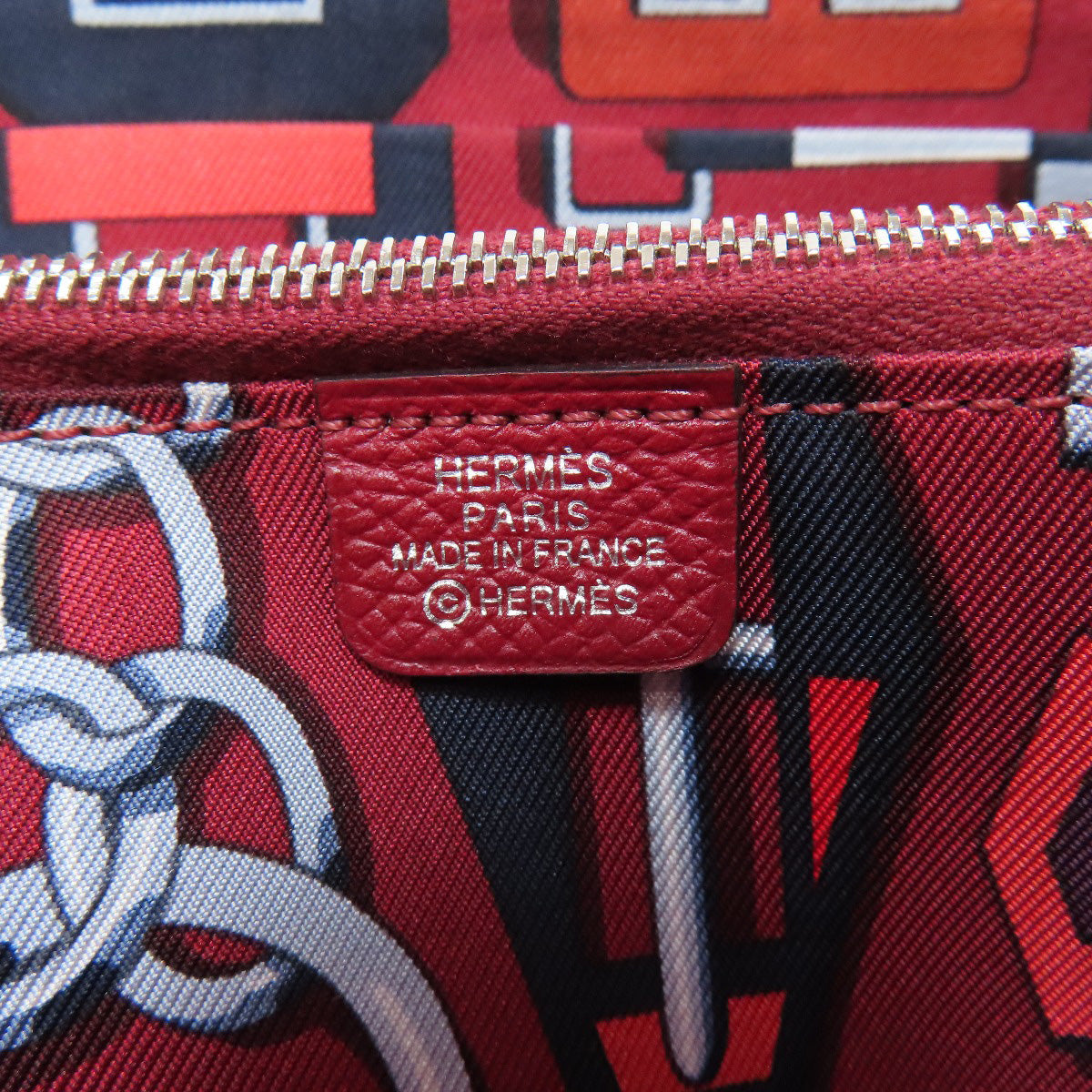 HERMES Long Wallet Purse Epsom Red Azap Silk In Long Silver Metal