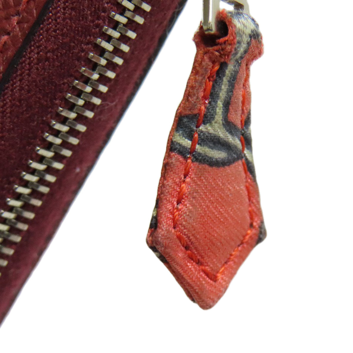 HERMES Long Wallet Purse Epsom Red Azap Silkin Silver Metal