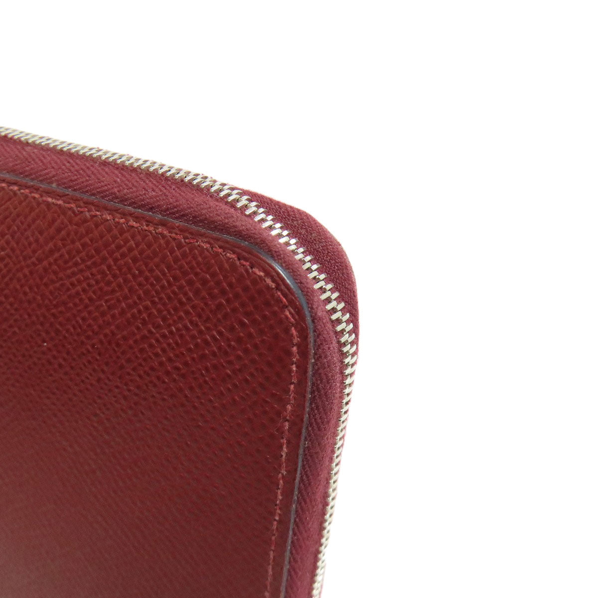 HERMES Long Wallet Purse Epsom Red Azap Silkin Silver Metal