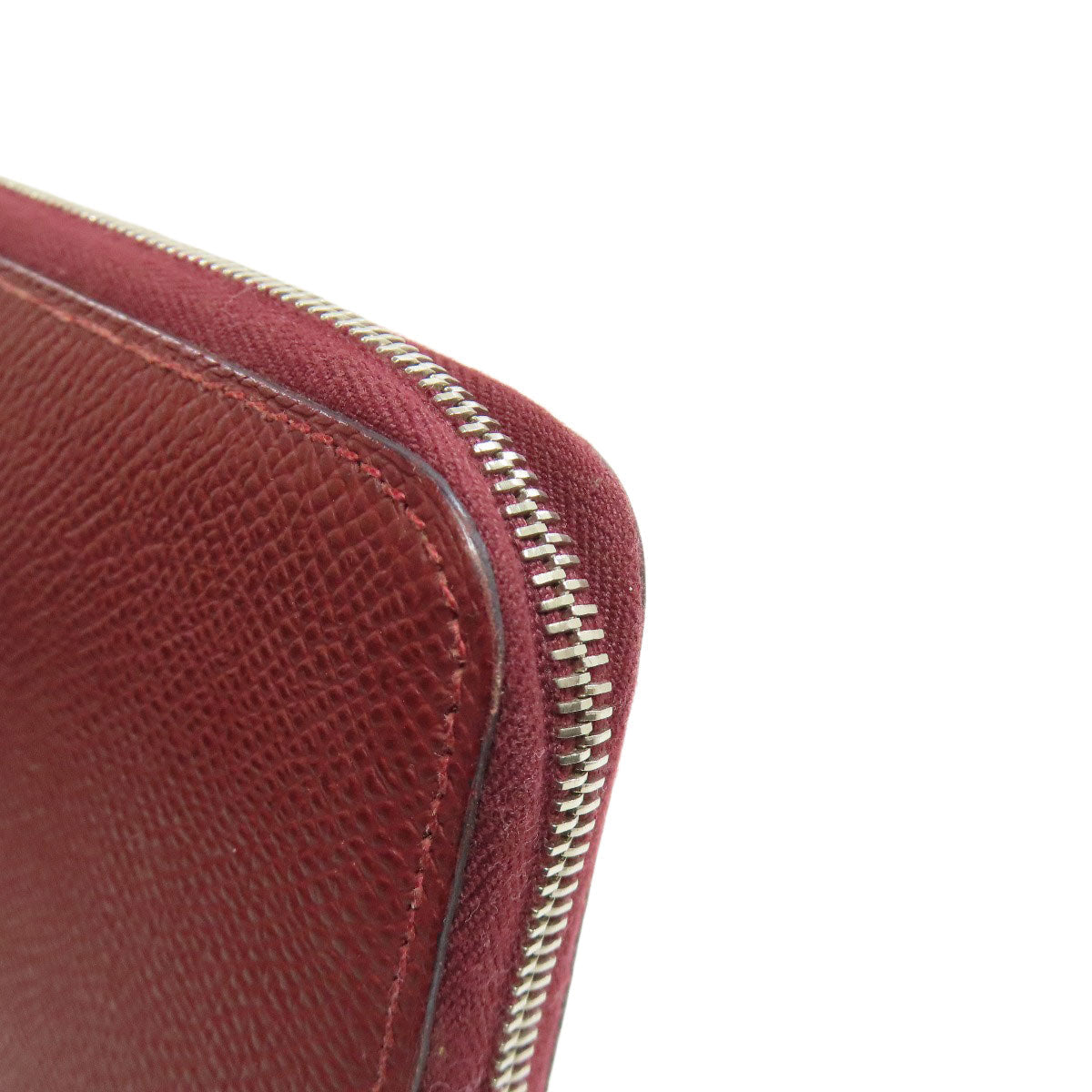HERMES Long Wallet Purse Epsom Red Azap Silkin Silver Metal