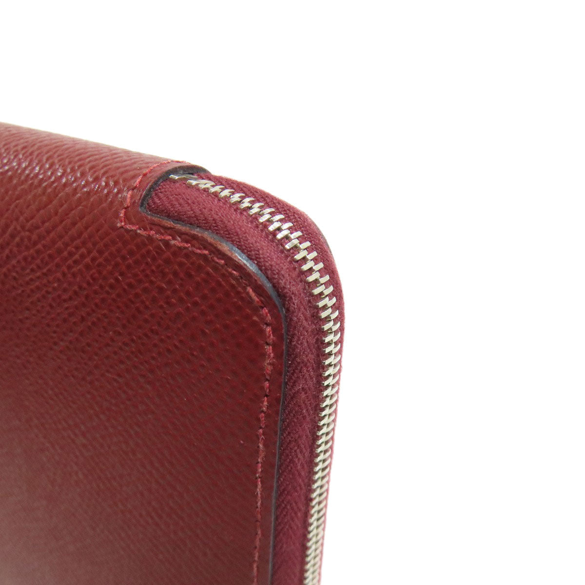 HERMES Long Wallet Purse Epsom Red Azap Silkin Silver Metal