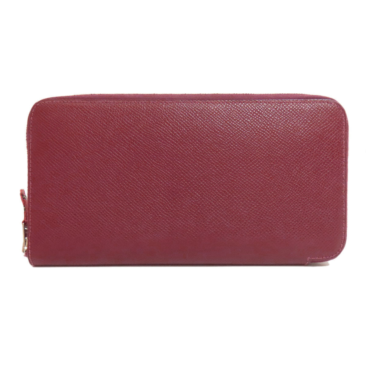 HERMES Long Wallet Purse Epsom Red Azap Silkin Silver Metal