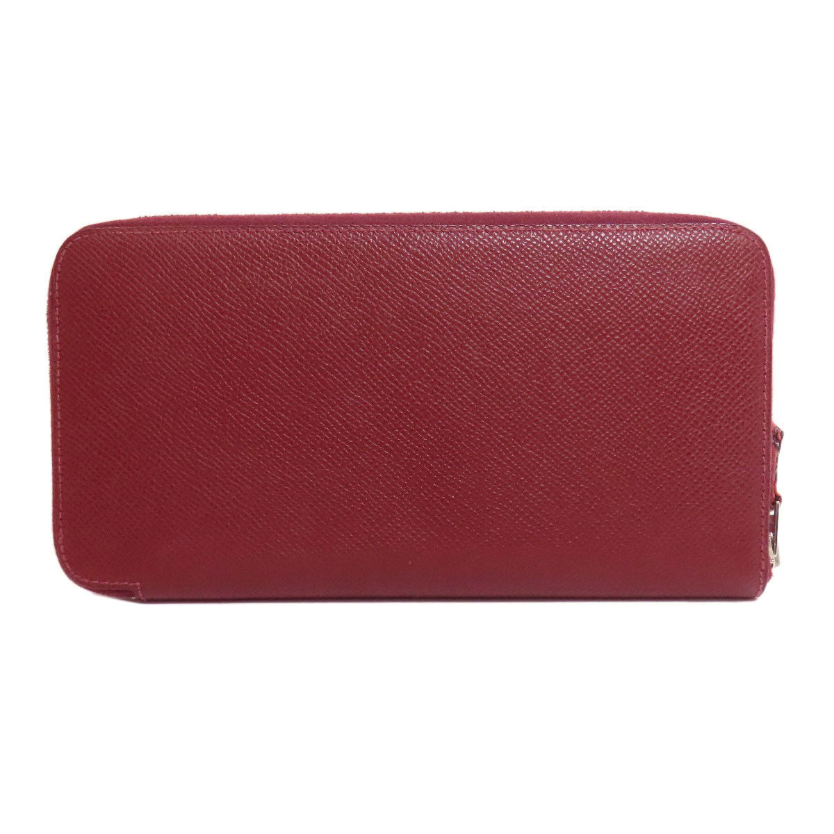 HERMES Long Wallet Purse Epsom Red Azap Silkin Silver Metal