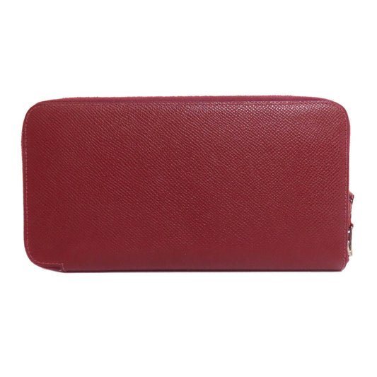 HERMES Long Wallet Purse Epsom Red Azap Silkin Silver Metal