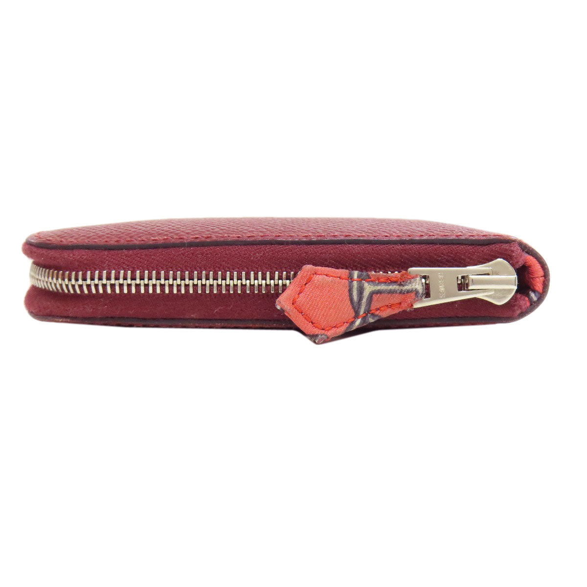 HERMES Long Wallet Purse Epsom Red Azap Silkin Silver Metal