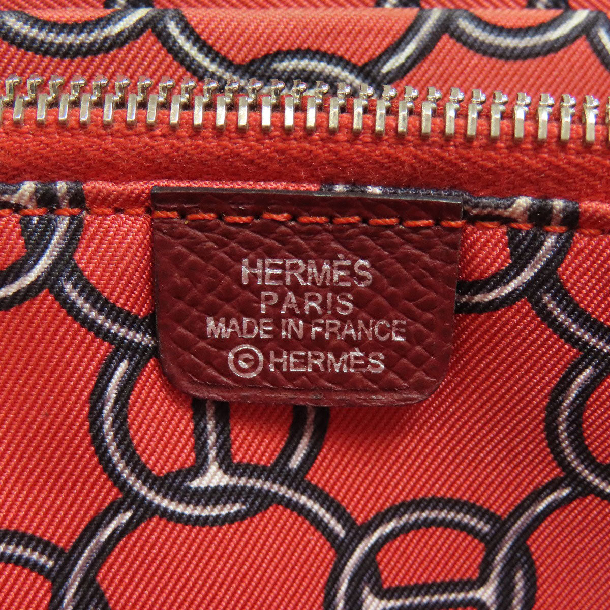 HERMES Long Wallet Purse Epsom Red Azap Silkin Silver Metal