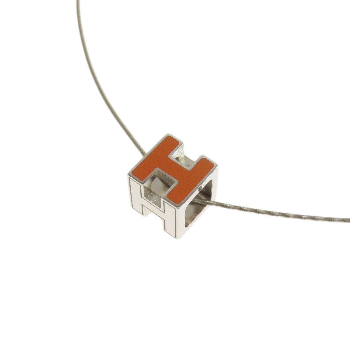 HERMES Necklace metallic Orange H cube Women Used