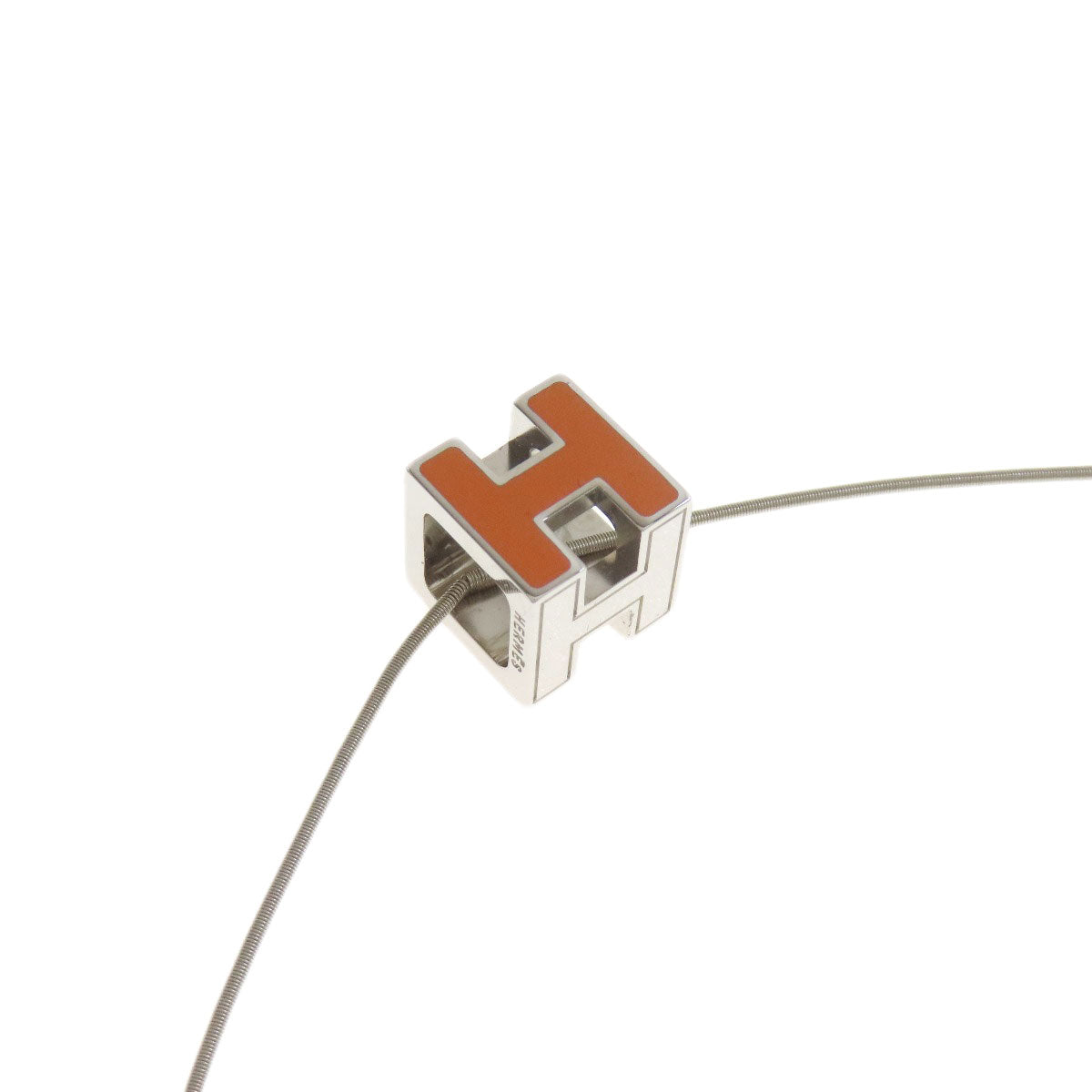 HERMES Necklace metallic Orange H cube Women Used