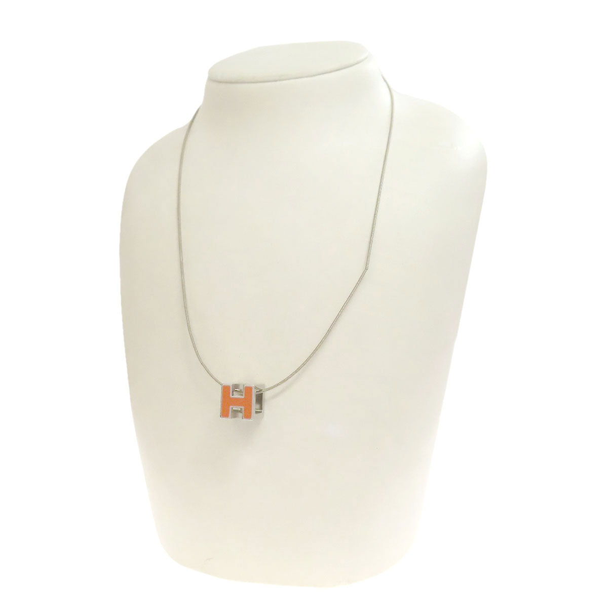 HERMES Necklace metallic Orange H cube Women Used