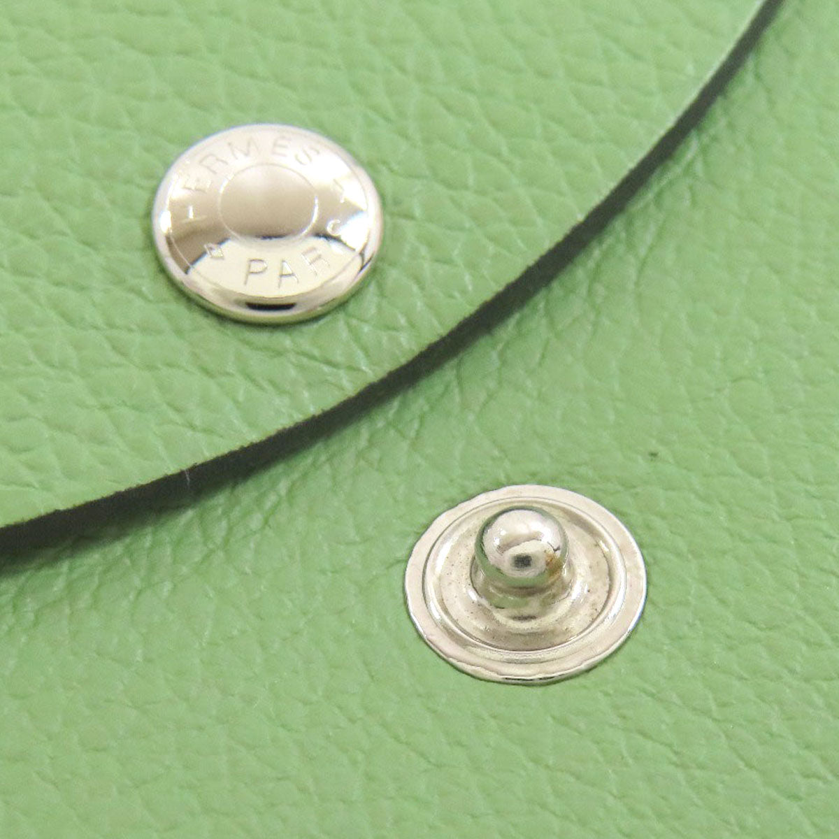HERMES Coin case Evercolor green Calvi duo