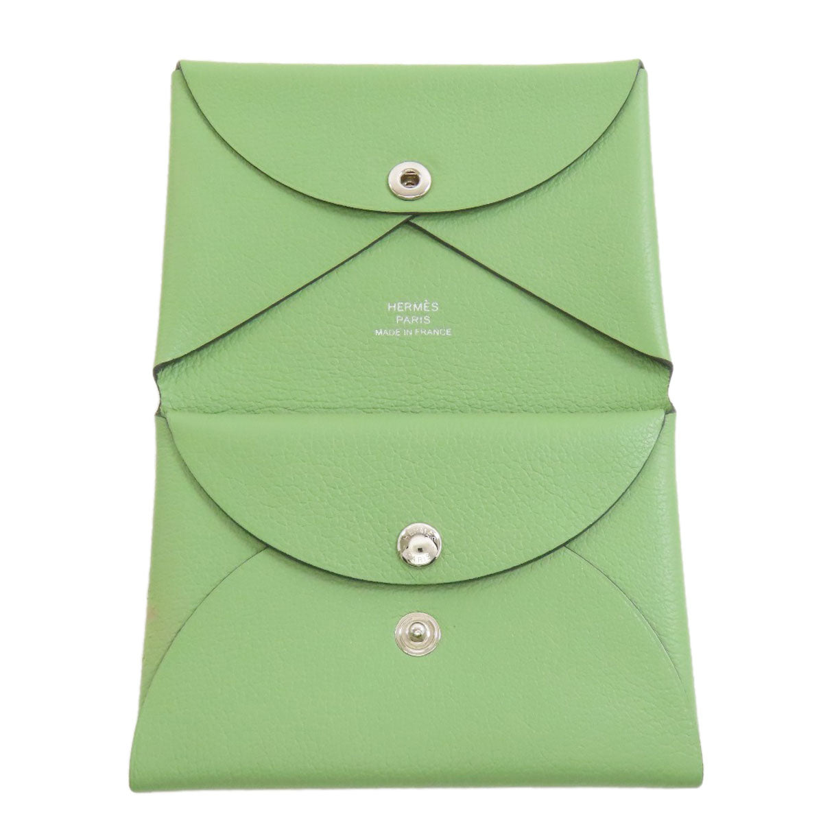 HERMES Coin case Evercolor green Calvi duo