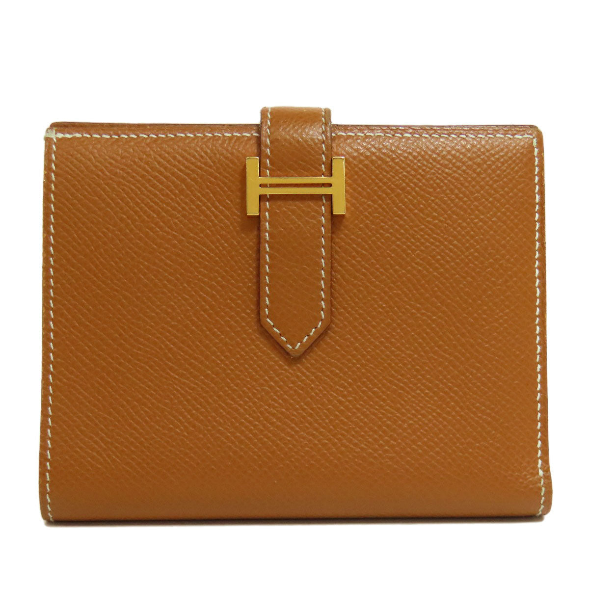 HERMES Bifold Wallet Epsom gold Bearn Compact Gold Gold Metal