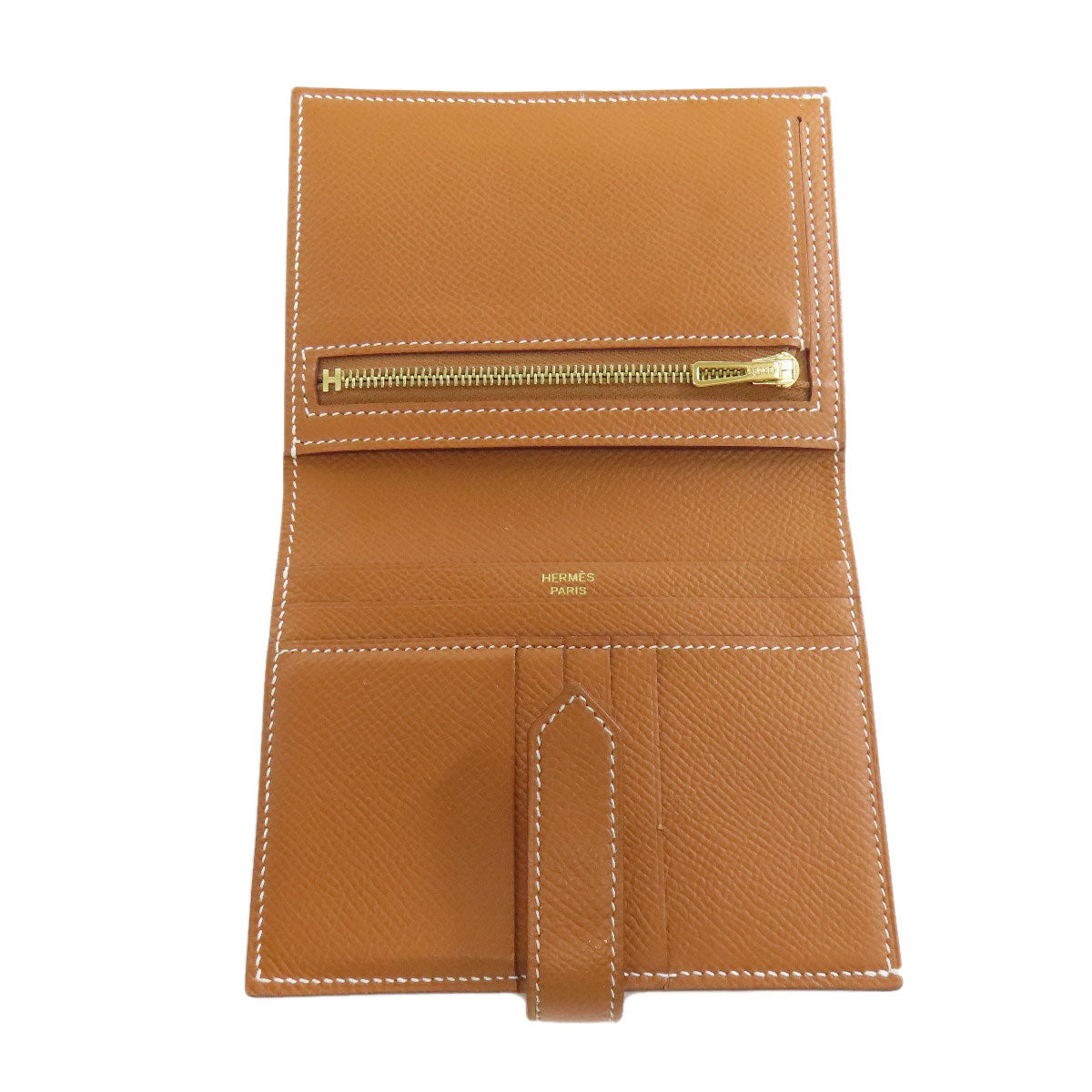 HERMES Bifold Wallet Epsom gold Bearn Compact Gold Gold Metal