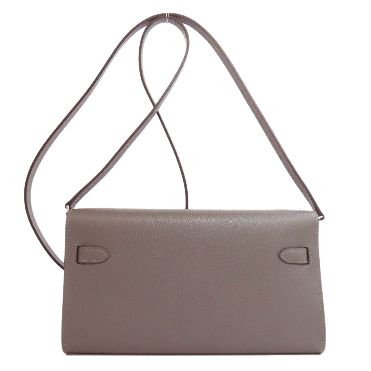 HERMES Long Wallet Purse Epsom gray Kelly To Go SilverMetal Women Used