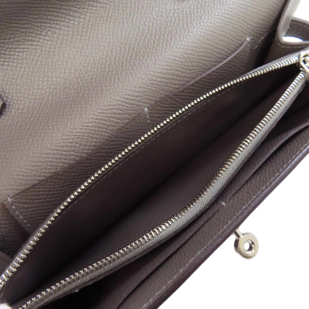 HERMES Long Wallet Purse Epsom gray Kelly To Go SilverMetal Women Used