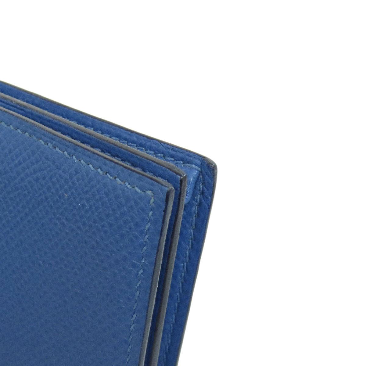 HERMES Long Wallet Purse Epsom blue Bearn Soufflet Gold Metal