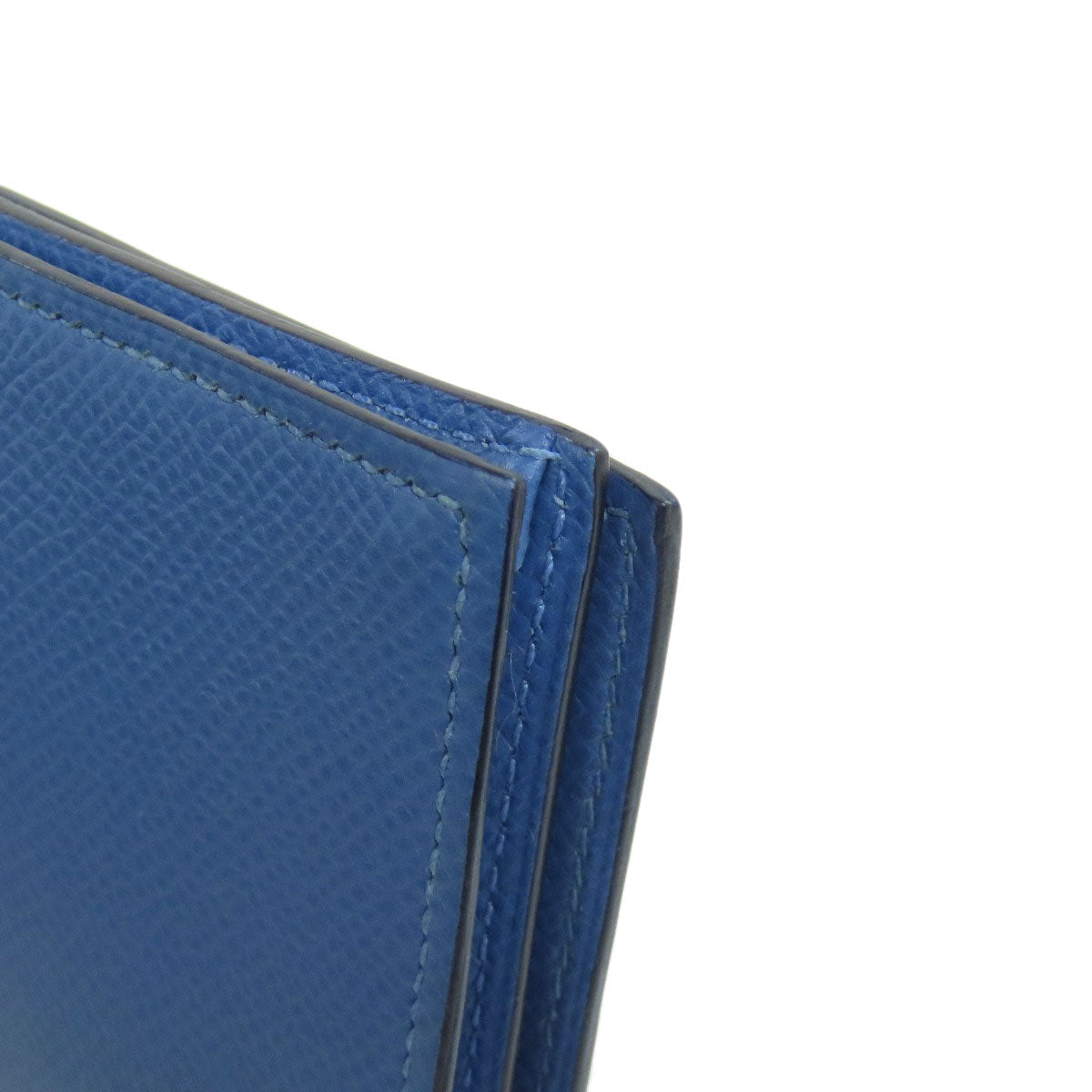 HERMES Long Wallet Purse Epsom blue Bearn Soufflet Gold Metal