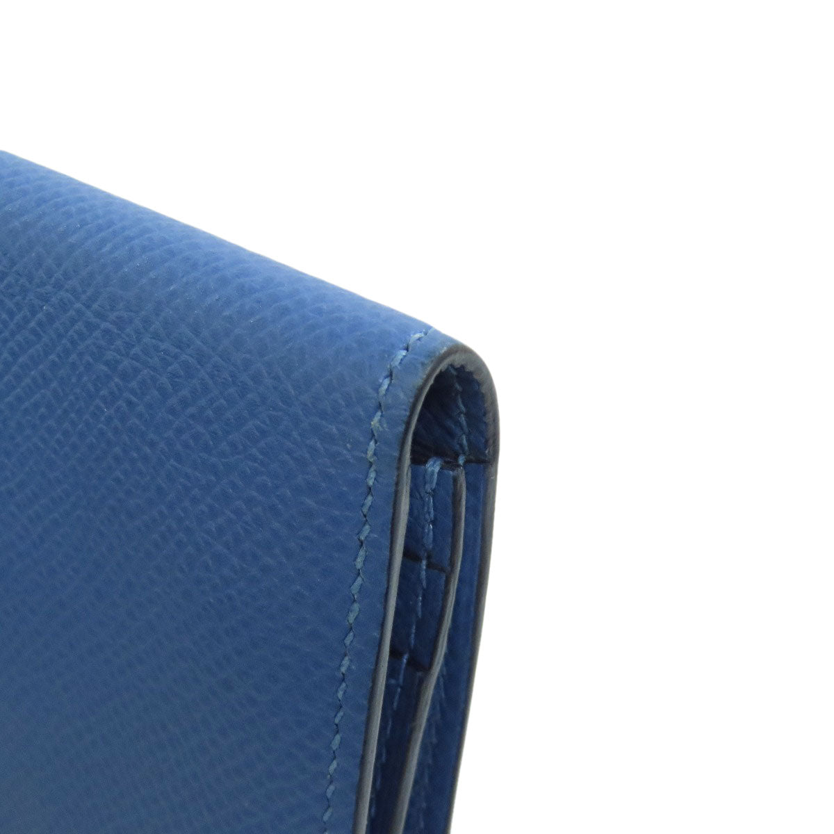 HERMES Long Wallet Purse Epsom blue Bearn Soufflet Gold Metal