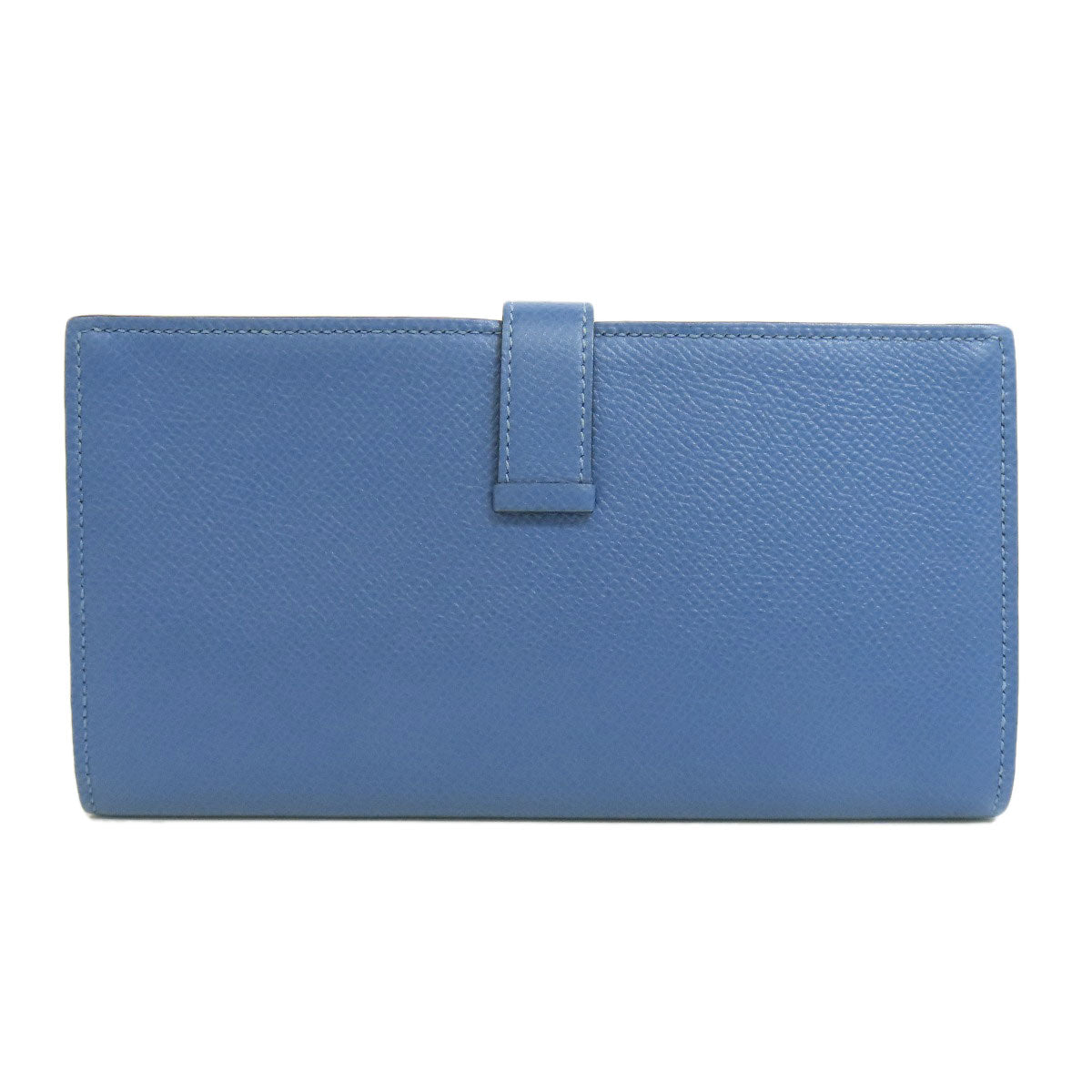 HERMES Long Wallet Purse Epsom blue Bearn Soufflet Gold Metal