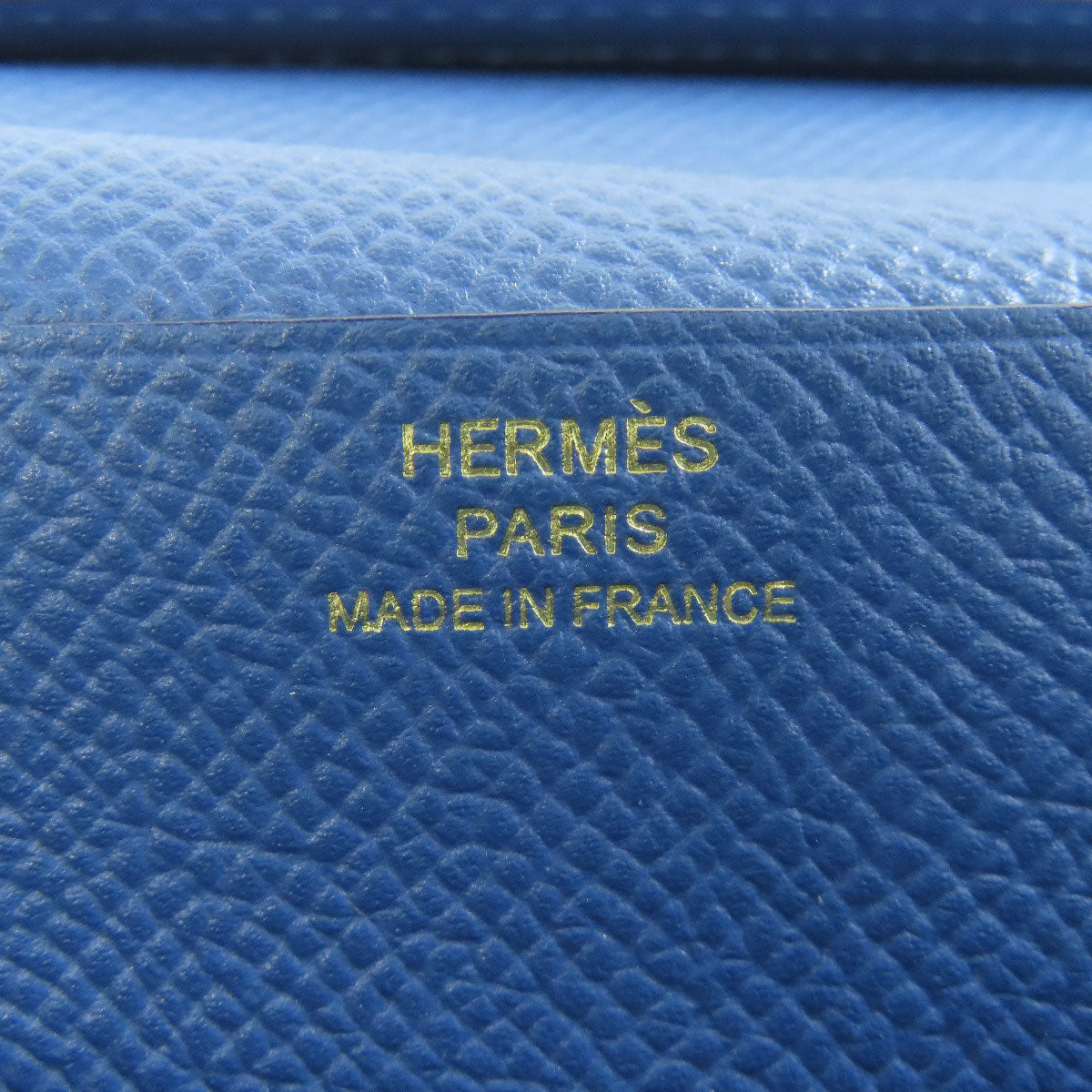 HERMES Long Wallet Purse Epsom blue Bearn Soufflet Gold Metal