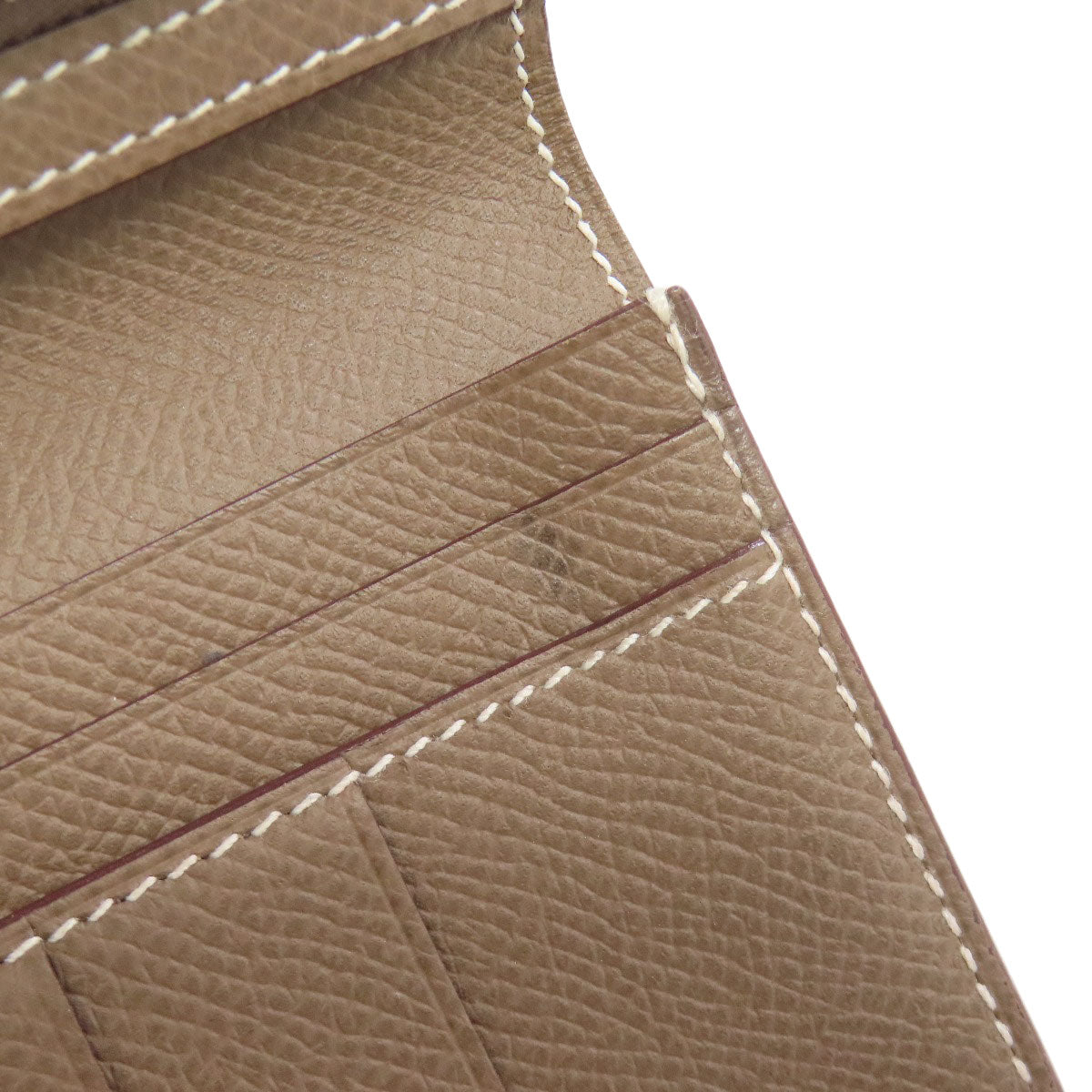HERMES Long Wallet Purse Epsom beige Bearn soufflet etope SilverMetal