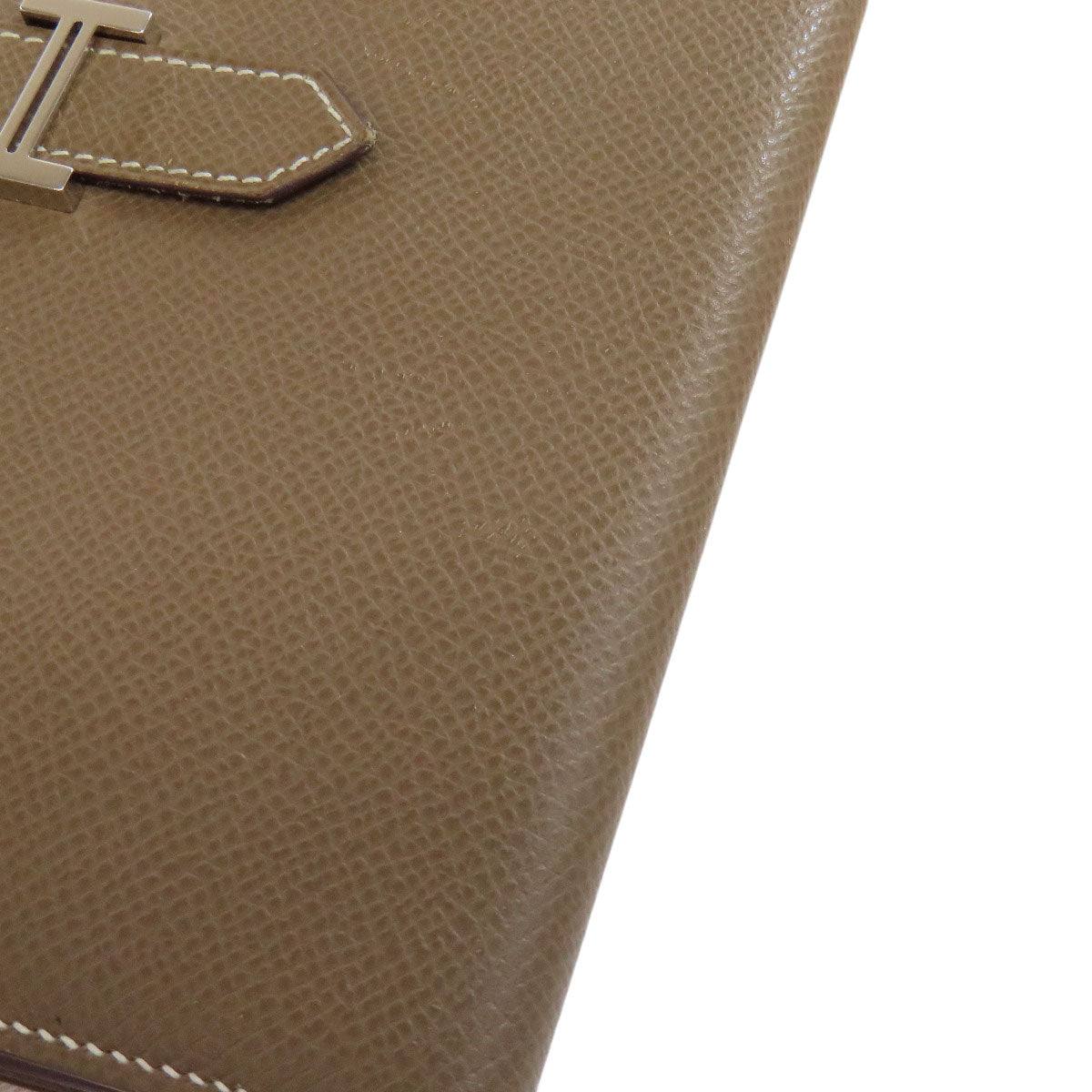 HERMES Long Wallet Purse Epsom beige Bearn soufflet etope SilverMetal