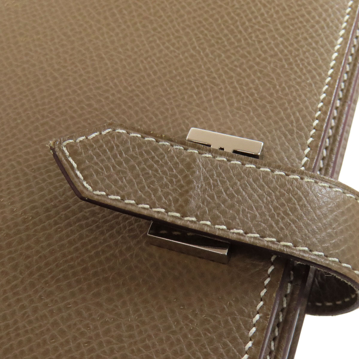 HERMES Long Wallet Purse Epsom beige Bearn soufflet etope SilverMetal