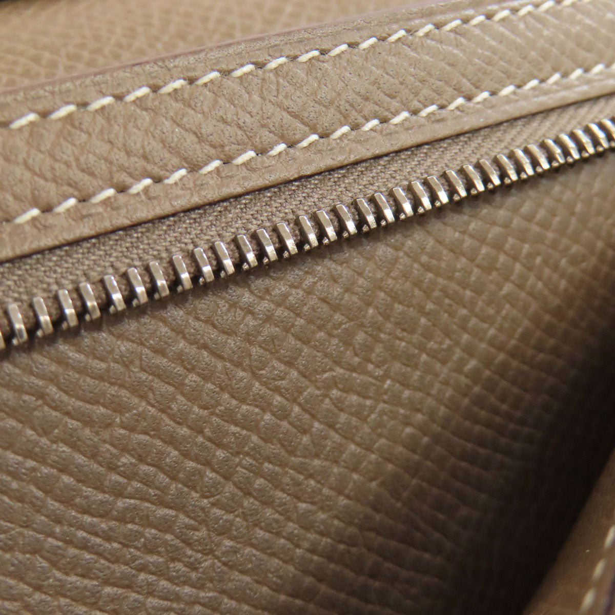 HERMES Long Wallet Purse Epsom beige Bearn soufflet etope SilverMetal